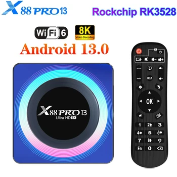 Smart TV BOX X88 Pro 13 Android 13 TVBox 4G 64G 32G RK3528 Quad-Core WiFi6 2.4 G&5G WIFI 4K BT Media Player Android BOX 2023 Kép
