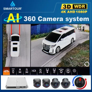 Smartour AI 3D Kamera 360 Surround View Rendszer Vezetés Madár Megtekintése Panoráma Rendszer, Autó Kamera 4 CSATORNA Hátsó/Első/Bal/Jobb Pro Kép