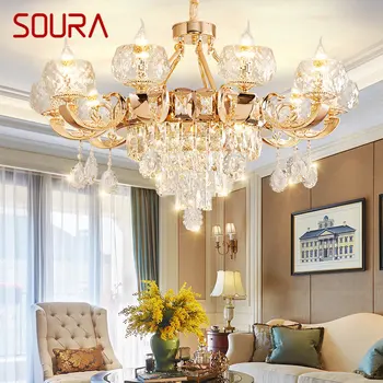 SOURA Posztmodern Csillár Arany Luxus Vintage Kristály LED Lámpatestek Gyertya, Dekoráció, Otthon Nappali, Hálószoba Hotel Kép