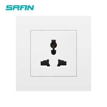 SRAN egyetemes 3 tűs tápcsatlakozó-aljzat,13A 250V fehér/fekete/arany/szürke/ezüst pc panel 86mm*86mm fali aljzatba Kép