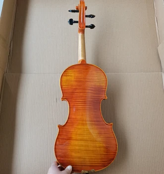 Teljes hátlap Kézzel készített Hegedű 4/4 3/4 Stradivari aldult Tanuló Kezdő Tigris Juhar Hegedű professzionális zenei instrumen Kép