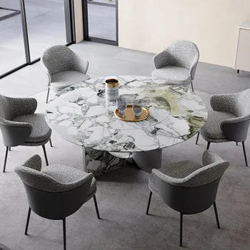 Természetes márvány hideg jade luxus kő kerek asztal lemezjátszó villa haza beépített kör luxus kő étkező asztal Kép