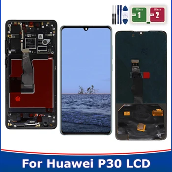 Tesztelt OLED HUAWEI P30 LCD érintőképernyő Digitalizáló Összeállítás Alkatrészek Huawei P30 ELE-L29 ELE-L09 ELE-AL00 LCD Kijelző Cserélje ki Kép
