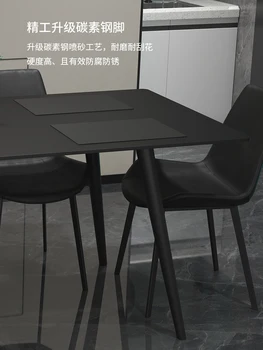Tiszta fekete lappal táblázat modern egyszerűség fény luxus, fekete asztalnál olasz stílus nagyon egyszerű Kép