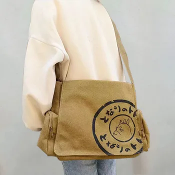 Totoro Vászon Messenger Bag Női Tervező Táskák a Nők Nagy ajándékcsomagot Női Váll Kors Kézitáska Kép