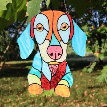 Tuoyuan Kreatív akril kutya Festett Kerti díszek, egyszerű, átlátható kert lógó díszek Kép