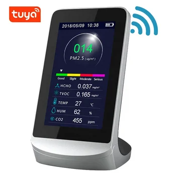 TUYA WIFI smart Levegő Minősége Monitor Lézer PM2.5 Érzékelő Tesztelő Gáz Monitor CO2-Mérő a Gázelemző készülékek Kép