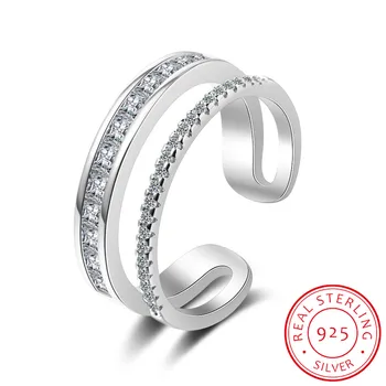 Tömör 925 Ezüst Luxus 3mm 0.1 ct Moissanite Teljes Enternity Gyémánt Eljegyzési Gyűrűt a Nők 2.2 ct Moissanite jegygyűrű, Gyűrű Kép