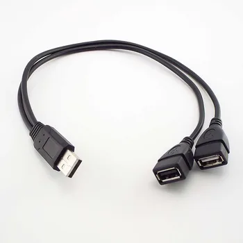 USB A-Férfi 2-Nő Adapter Átalakító USB 2.0 Férfi Kettős Y Elosztó Kábel DC Töltés Hosszabbító L1 Kép