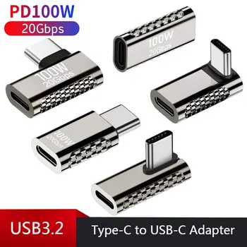 USB-C-90 Fokos Átalakító USB3.2 20Gbps C Típusú USB-C OTG Adapter 8K@60Hz 100W USB C Típusú Gyors Töltés Csatlakozó MacBook Kép