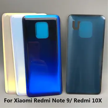 Vissza az akkumulátorfedelet Üveg Hátsó Ajtó Csere Ház Öntapadó Matricát A Xiaomi Redmi Megjegyzés 9 4G / Redmi 10X LOGÓ Kép