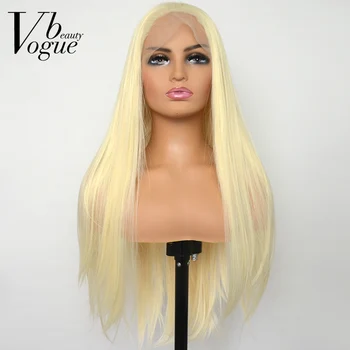 Voguebeauty 613 Szőke Szintetikus Csipkével, Paróka, Selymes Egyenes Hőálló Rost Természetes Hajszálvékony Cosplay Nők Kép