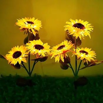Vízálló LED Virág Lámpák Napraforgó Tét Lámpa Kültéri Mesterséges Dísztárgy Éjjeli Lámpa Dekoráció Fény Útja, Terasz Kép