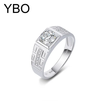 YBO 1ct Moissanite Gyűrű A Férfiak 100% 925 Sterling Ezüst Ékszerek Klasszikus Hip-Hop, Punk Esküvői Gyűrű Eljegyzési Ajándék, Férfi Ékszerek Kép