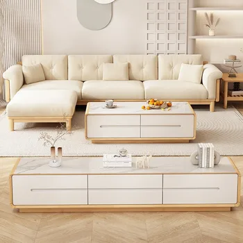 Északi tömör fa kanapé, télen-nyáron kettős felhasználású kis nappali bútor kombináció, háztartási krém stílusú Japán fabri Kép