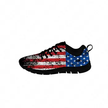 Évjárat Amerikai Zászló Cipők Férfi Női Tinédzser Alkalmi Cipő, Vászon Futó Ruhát, Cipőt, Lélegző, Könnyű cipő Fekete Kép