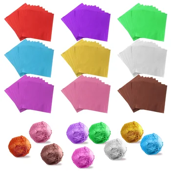 Új 100-as Alumínium Fólia Candy Csomag Papír Keksz Csokoládé Csomagolópapír kandiscukor Élelmiszer-Tin Papír Esküvő Party Kellékek Kép