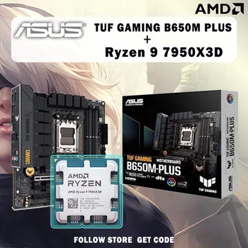 Új AMD Ryzen 9 7950X3D R9 7950X3D CPU+ASUS TUF JÁTÉK B650M PLUS alaplap M-ATX AMD B650 DDR5 memória slot AM5 alaplap Kép