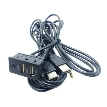 Új AUX Adapter Kábelét Aljzat + 2 USB Műszerfalra Szerelt Kép