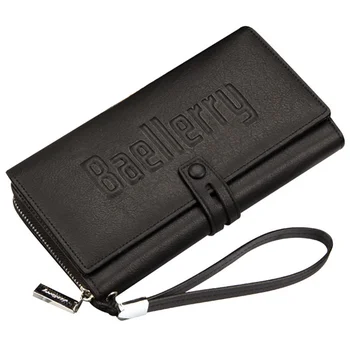 ÚJ Baellerry férfi pénztárca Tervező üzleti cipzár Karmai PU Bőr hosszú táska telefon táska Nagy kapacitású kártya Kép