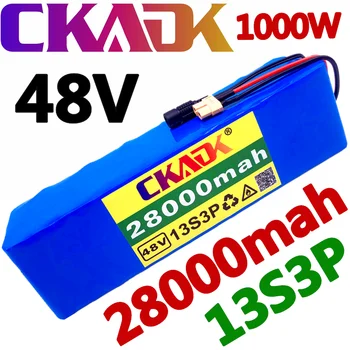 ÚJ CKADK 48V akkumulátor 13s3p 28Ah akkumulátor 1000W nagy teljesítményű akkumulátor Ebike elektromos kerékpár BMS a xt60 plug +töltő Kép