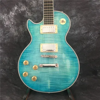 Új érkezés custom shop szín kék csíkos tigris gitár Bal oldali elektromos gitár rose gitár fingerboard, ingyenes szállítás Kép