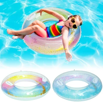 Úszás Gyűrű Biztonsági Fogantyú Felfújható Medence Úszó Hordozható Felnőttek, Gyerekek Úszó Gyűrű Gradiens Víz Gyűrű Prémium Úszni Cső Kép